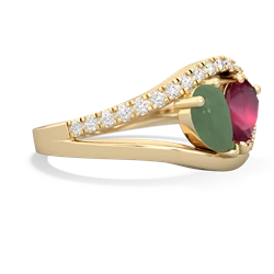 Jade Nestled Heart Keepsake 14K Yellow Gold ring R5650