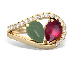 Jade Nestled Heart Keepsake 14K Yellow Gold ring R5650