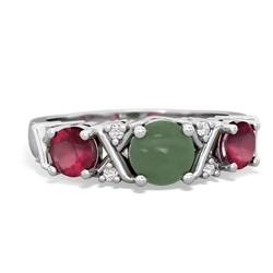 Jade Hugs And Kisses 14K White Gold ring R5016