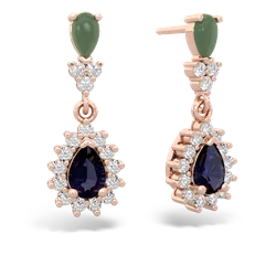 Jade Halo Pear Dangle 14K Rose Gold earrings E1882