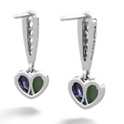 Jade Filligree Heart 14K White Gold earrings E5070
