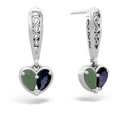 Jade Filligree Heart 14K White Gold earrings E5070