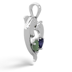 Jade Dolphin Heart 14K White Gold pendant P5820