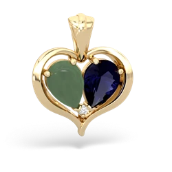 Jade Two Become One 14K Yellow Gold pendant P5330