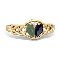 Jade Celtic Love Knot 14K Yellow Gold ring R5420