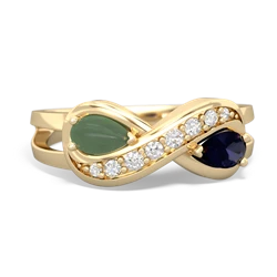 Jade Diamond Infinity 14K Yellow Gold ring R5390