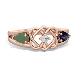 Jade Hearts Intertwined 14K Rose Gold ring R5880
