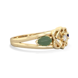 Jade Hearts Intertwined 14K Yellow Gold ring R5880