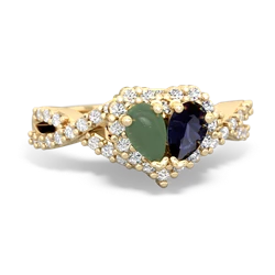 Jade Diamond Twist 'One Heart' 14K Yellow Gold ring R2640HRT