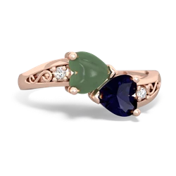 Jade Snuggling Hearts 14K Rose Gold ring R2178