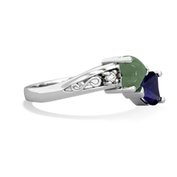 Jade Snuggling Hearts 14K White Gold ring R2178