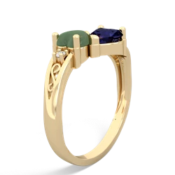 Jade Snuggling Hearts 14K Yellow Gold ring R2178