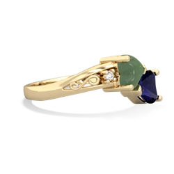 Jade Snuggling Hearts 14K Yellow Gold ring R2178