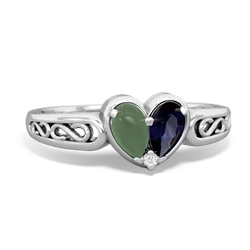 Jade Filligree 'One Heart' 14K White Gold ring R5070