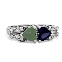 Jade Diamond Butterflies 14K White Gold ring R5601