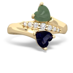 Jade Heart To Heart 14K Yellow Gold ring R2064