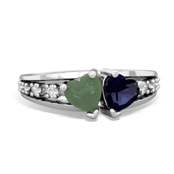 Jade Heart To Heart 14K White Gold ring R3342