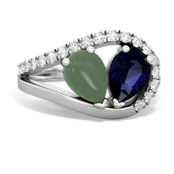 Jade Nestled Heart Keepsake 14K White Gold ring R5650