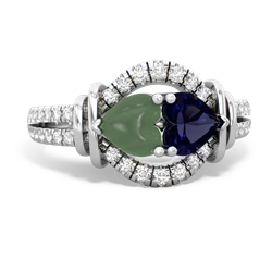 Jade Art-Deco Keepsake 14K White Gold ring R5630