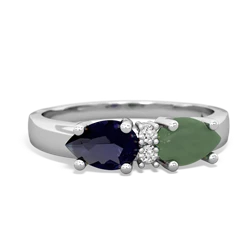 Jade Pear Bowtie 14K White Gold ring R0865