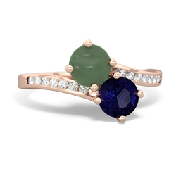 Jade Channel Set Two Stone 14K Rose Gold ring R5303