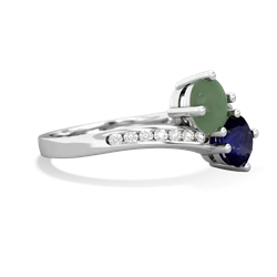 Jade Channel Set Two Stone 14K White Gold ring R5303