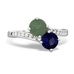 Jade Channel Set Two Stone 14K White Gold ring R5303