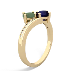 Jade Channel Set Two Stone 14K Yellow Gold ring R5303