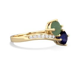 Jade Channel Set Two Stone 14K Yellow Gold ring R5303