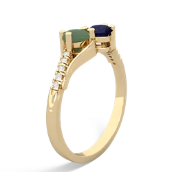 Jade Infinity Pave Two Stone 14K Yellow Gold ring R5285