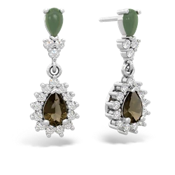 Jade Halo Pear Dangle 14K White Gold earrings E1882