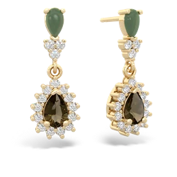 Jade Halo Pear Dangle 14K Yellow Gold earrings E1882