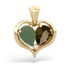 Jade Two Become One 14K Yellow Gold pendant P5330