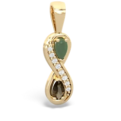 Jade Diamond Infinity 14K Yellow Gold pendant P5390