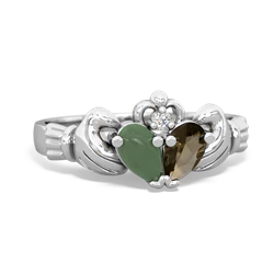 Jade 'Our Heart' Claddagh 14K White Gold ring R2388