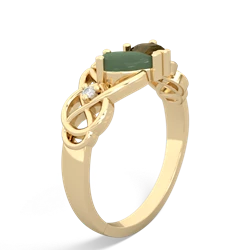 Jade 'One Heart' Celtic Knot Claddagh 14K Yellow Gold ring R5322