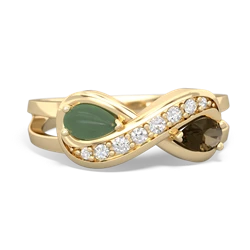 Jade Diamond Infinity 14K Yellow Gold ring R5390