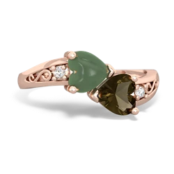 Jade Snuggling Hearts 14K Rose Gold ring R2178