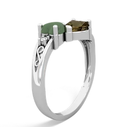 Jade Snuggling Hearts 14K White Gold ring R2178