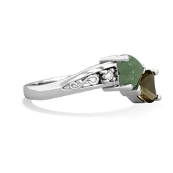 Jade Snuggling Hearts 14K White Gold ring R2178