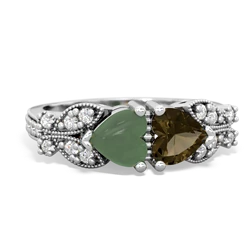 Jade Diamond Butterflies 14K White Gold ring R5601