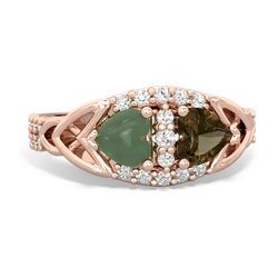 Jade Sparkling Celtic Knot 14K Rose Gold ring R2645