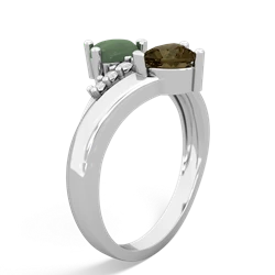 Jade Heart To Heart 14K White Gold ring R2064