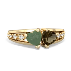 Jade Heart To Heart 14K Yellow Gold ring R3342