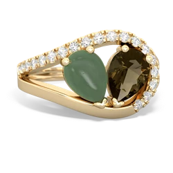 Jade Nestled Heart Keepsake 14K Yellow Gold ring R5650