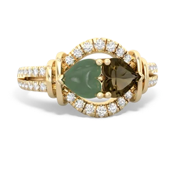 Jade Art-Deco Keepsake 14K Yellow Gold ring R5630