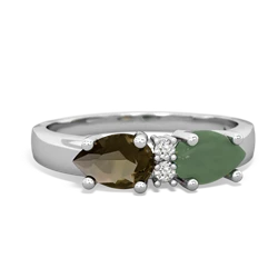 Jade Pear Bowtie 14K White Gold ring R0865