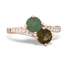 Jade Channel Set Two Stone 14K Rose Gold ring R5303