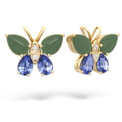 Jade Butterfly 14K Yellow Gold earrings E2215