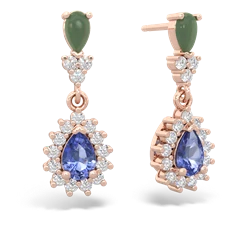 Jade Halo Pear Dangle 14K Rose Gold earrings E1882